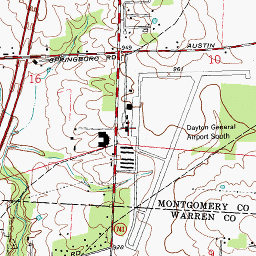 Topographic Map of Dayton-Wright Brothers Airport, OH