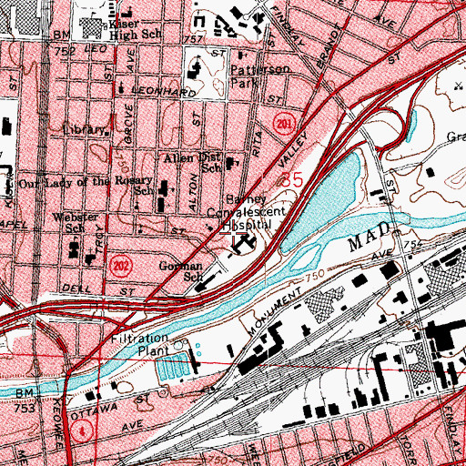 Topographic Map of Childrens Medical Center Heliport, OH