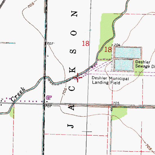 Topographic Map of Deshler Municipal Landing Strip, OH