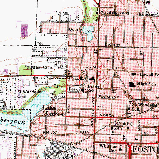 Topographic Map of Fostoria City Hospital Heliport, OH