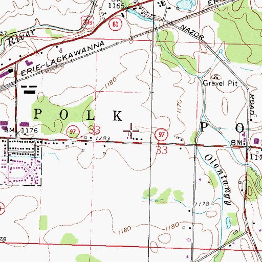 Topographic Map of Horning Airport, OH