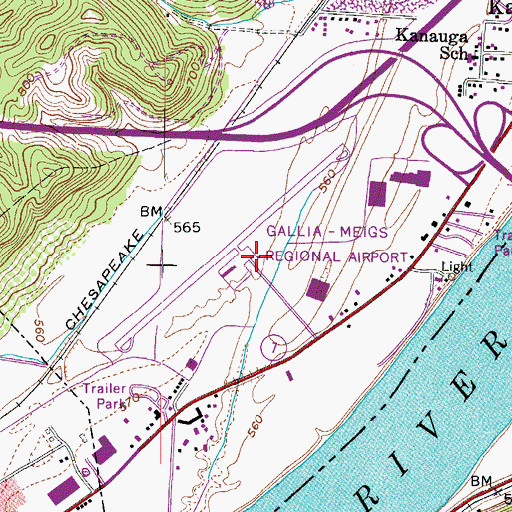 Topographic Map of Gallia-Meigs Regional Airport, OH