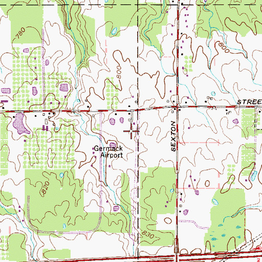 Topographic Map of Germack Airport, OH