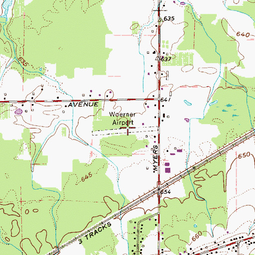 Topographic Map of Woerner Field (historical), OH