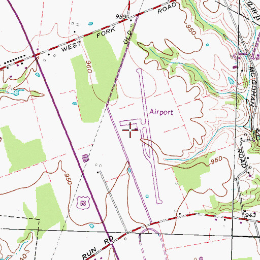 Topographic Map of Brown County Airport, OH