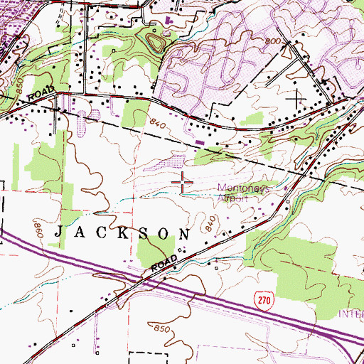 Topographic Map of Montoneys Airport (historical), OH