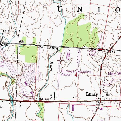 Topographic Map of Buckeye Airport, OH