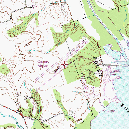 Topographic Map of Highland County Airport, OH