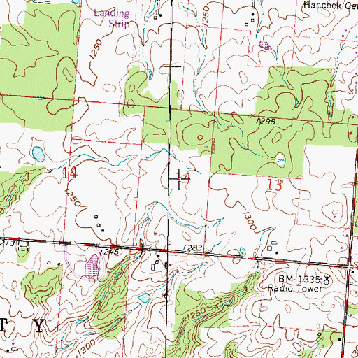 Topographic Map of Hillcrest Airport (historical), OH