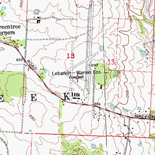 Topographic Map of Warren County Airport /John Lane Field, OH