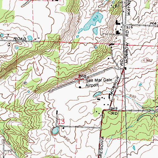 Topographic Map of San Mar Gale Airport (historical), OH