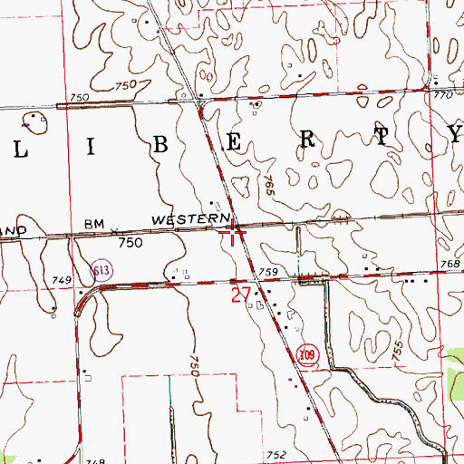 Topographic Map of Ruhe's Airport, OH