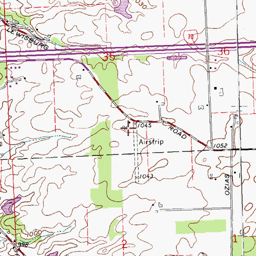 Topographic Map of Gilmer Airport, OH
