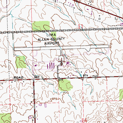 Topographic Map of Lima Allen County Airport, OH