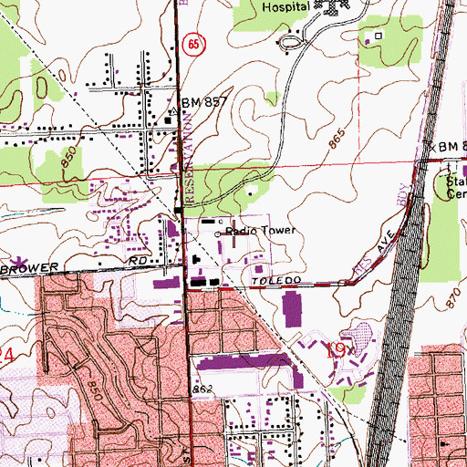 Topographic Map of ODOT District Number 1 Heliport, OH