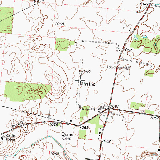 Topographic Map of Roberts Airport (historical), OH