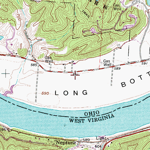 Topographic Map of Bellville Dam Landing Strip Airport (historical), OH