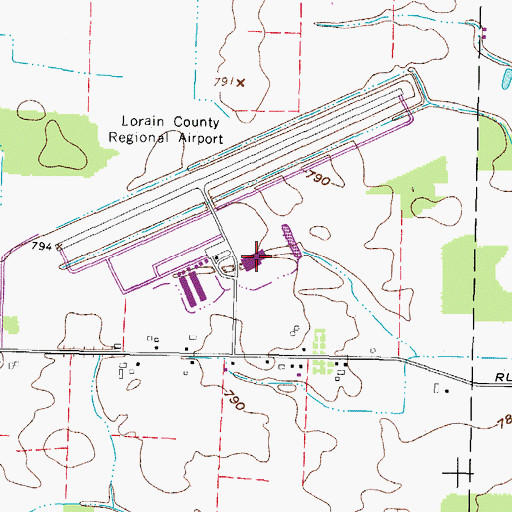 Topographic Map of Lorain County Regional Airport, OH