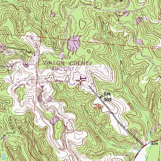 Topographic Map of Vinton County Airport, OH