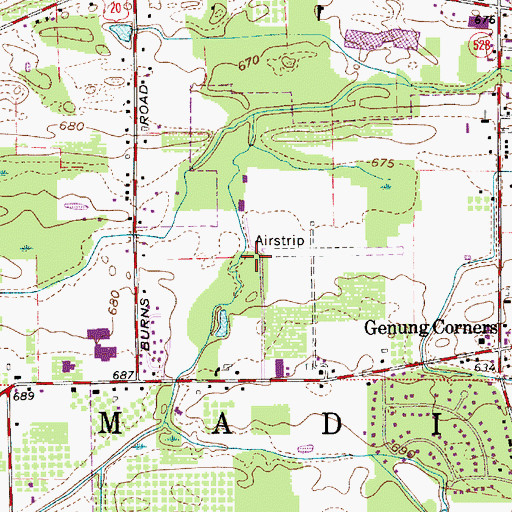 Topographic Map of Woodworth Airport, OH