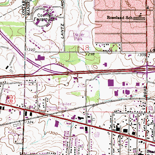Topographic Map of Au Heliport, OH