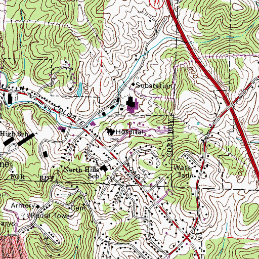 Topographic Map of Selby General Hospital Heliport, OH