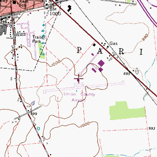 Topographic Map of Union County Airport, OH