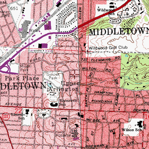Topographic Map of Middletown Hospital Heliport, OH