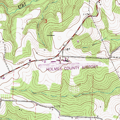 Topographic Map of Holmes County Airport, OH