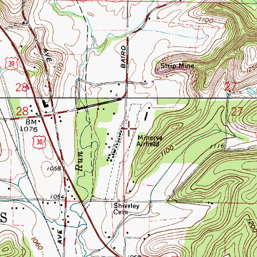 Topographic Map of Minerva Airport, OH