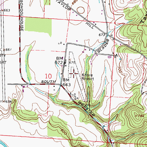 Topographic Map of Knore Airport (historical), OH