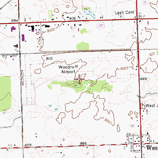 Topographic Map of Woodruff Airport (historical), OH