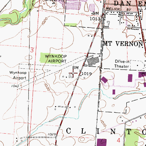Topographic Map of Wynkoop Airport, OH