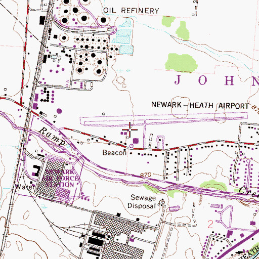 Topographic Map of Newark-Heath Airport, OH