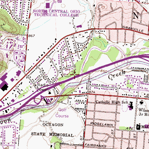 Topographic Map of Licking Memorial Hospital Heliport, OH