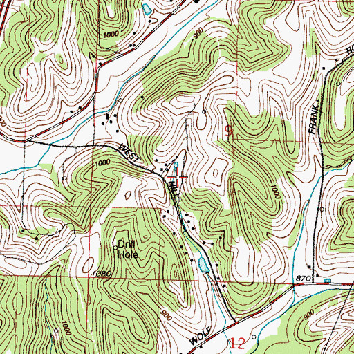 Topographic Map of Foraker Airport (historical), OH