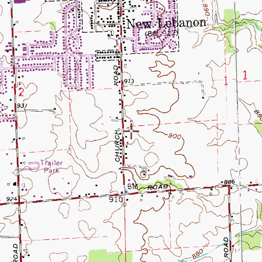 Topographic Map of Green Acres Airport, OH