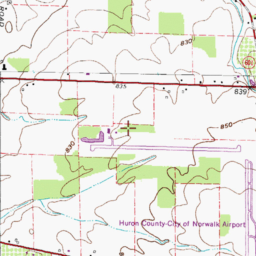 Topographic Map of Norwalk-Huron County Airport, OH