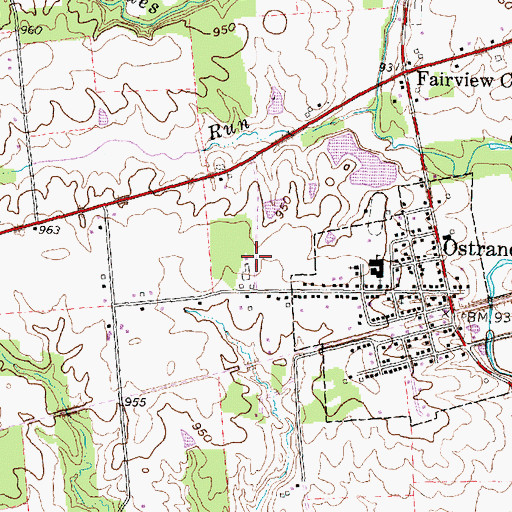 Topographic Map of Mill Creek Airport (historical), OH