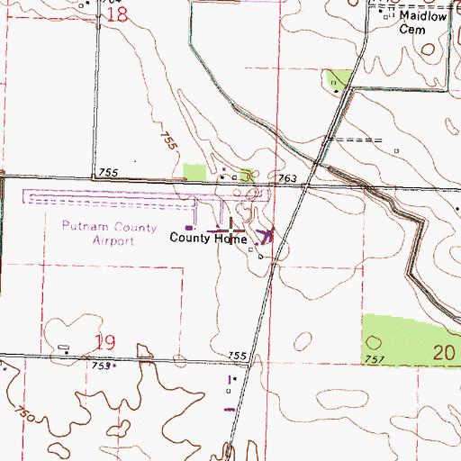 Topographic Map of Putnam County Airport, OH