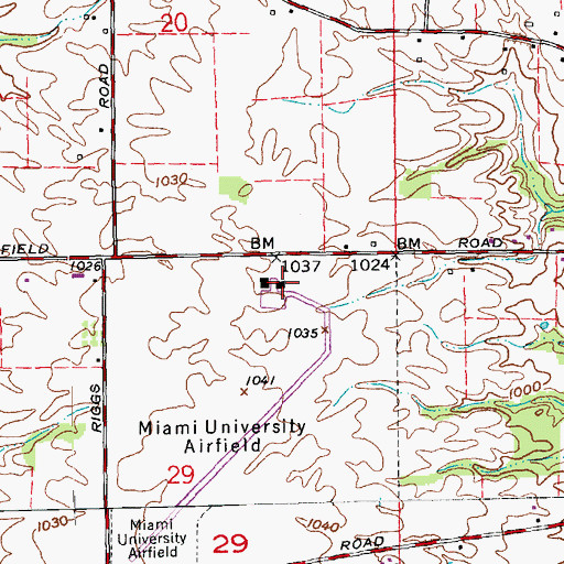 Topographic Map of Miami University Airport, OH