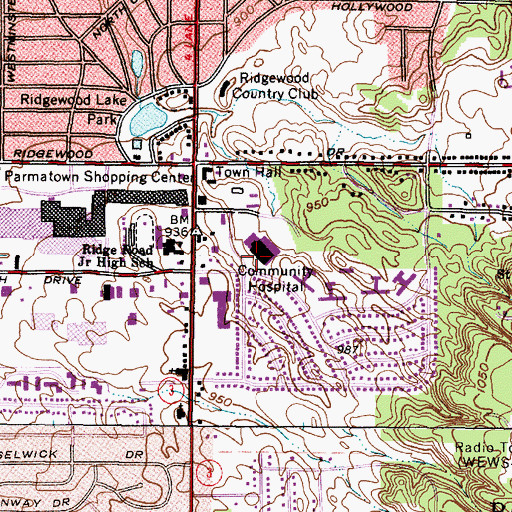 Topographic Map of Parma Community Hospital Heliport, OH