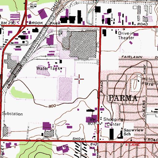 Topographic Map of CPC Parma Heliport, OH