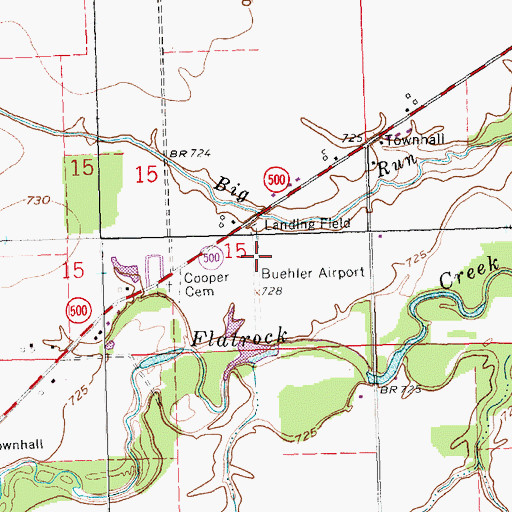 Topographic Map of Buehler Airport, OH