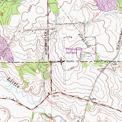 Topographic Map of Petersburg Airport, OH