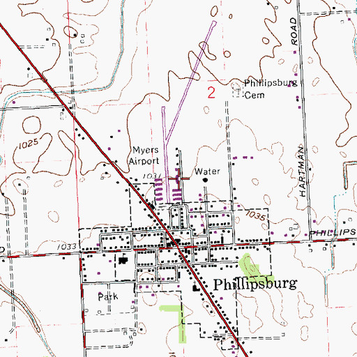 Topographic Map of Phillipsburg Airport, OH