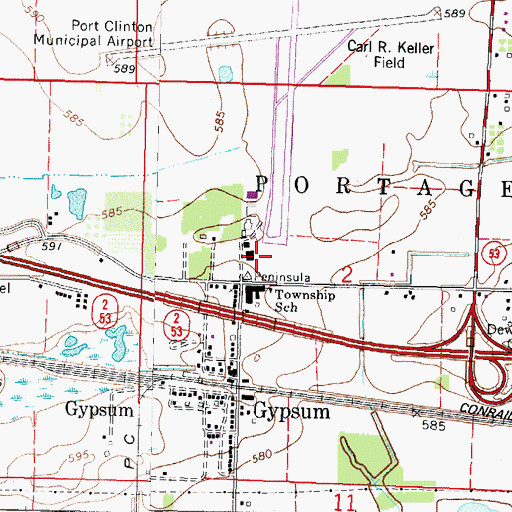 Topographic Map of Erie-Ottawa International Airport, OH