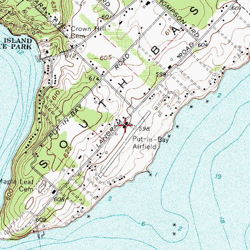 Topographic Map of Put in Bay Airport, OH