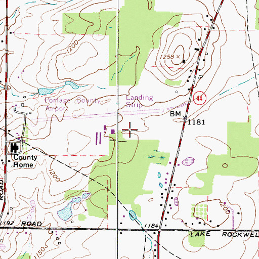 Topographic Map of Portage County Airport, OH