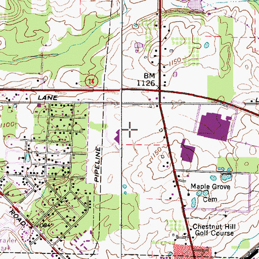 Topographic Map of Robinson Memorial Hospital Heliport, OH
